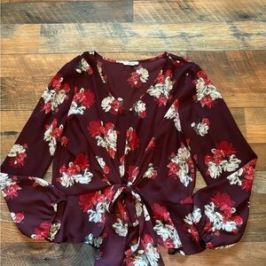 Maurices Burgundy Floral Blouse